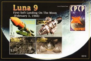 LUNA 9 Russian Spacecraft 1966 Soft Moon Landing Space Stamp Sheet 2006 Antigua - Picture 1 of 1