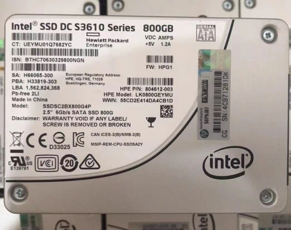 HPE BTHC710504KU800NGN INTEL 800GB S3610 SERIES SSDSC2BX800G4P 804612-003 - Image 1 of 1