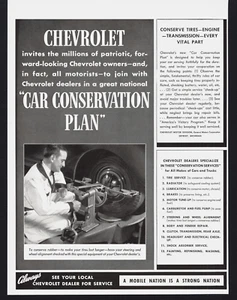 1942 CHEVROLET AUTOERHALTUNGSPLAN REIFENSERVICE DRUCKANZEIGE - Bild 1 von 1