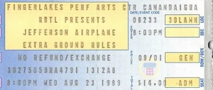 Jefferson Airplane Fingerlakes Perf Arts Center Aug 23 1989 Ticket Stub 13AMTS - Picture 1 of 2