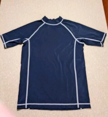 Camisa de natación Lands End Rash Guard para niños L 14-16 azul marino manga corta playa Foto 1 de 3