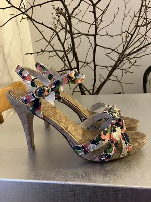 Fioni size 7.5 Multicolored Floral/Camo Motif Sandal - Image 1 of 4