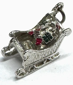 Vintage Danecraft Argento Sterling Natale Babbo Natale Slitta Regali Bracciale Charms - Foto 1 di 8