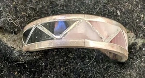 Wedding Bands Sterling Silver Black Onyx & Abalone Native American Sz 6, 9, 11 - Picture 1 of 5