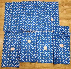 Tessuto cotone vintage paisley blu 10+ iarde trapuntatura cucito artigianato anni 70 ottime condizioni - Foto 1 di 7