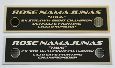 Placa de identificación Rose Namajunas UFC para guantes MMA autografiados firmados foto o estuche  Foto 1 de 2