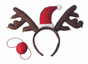 Christmas Reindeer Antler Headband with Nose - Picture 1 of 2