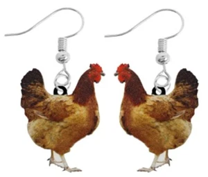 Funny Chicken Earrings Chicken Mama Chicken Mom Lover NEW Farm Friends - Picture 1 of 2