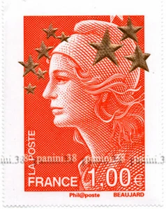RARE !! FRANCE Marianne 1€ "Étoiles d'Or" Timbre Grand Format - Etat NEUF - Bild 1 von 1