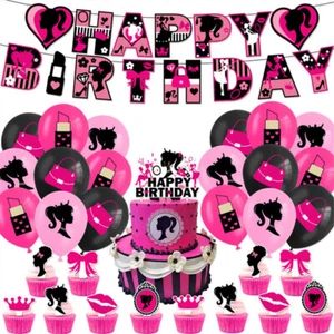 ALL-NEW Rose Red Princess Birthday Party Decorations Banner Cupcake Balloons AUS - Picture 1 of 6