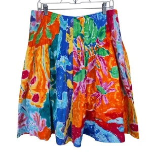 Lauren Ralph Lauren Damen Faltenrock Größe 10 Baumwolle Blumenmuster Aquarell künstlerisch - Bild 1 von 8