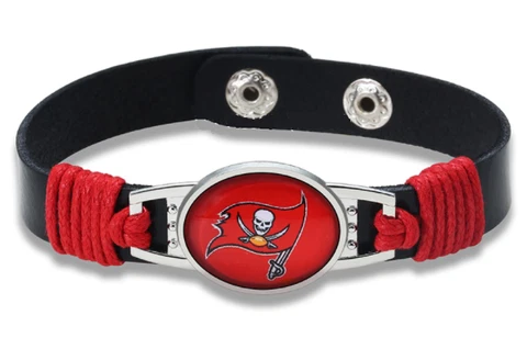 New Tampa Bay Buccaneers Leather Adjustable Bracelet, Gift for Her Mom Him Dad Cover