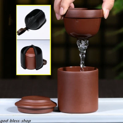 Juego de té de viaje con bolsa portátil taza de té real yixing zisha con tapa olla china Foto 1 de 4
