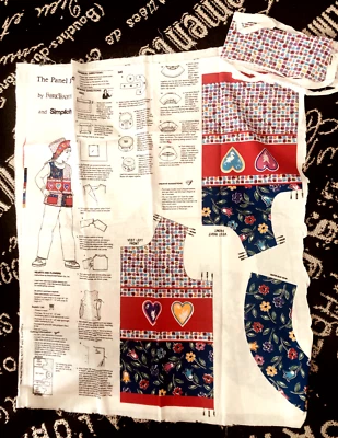 1Yd SIMPLICITY Girl Vest Bucket Hat SCREEN PRINT PANEL Blue Red FABRIC Cut & Sew - Image 1 of 4