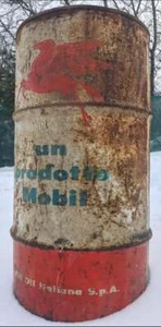 VINTAGE MOBIL PEGASUS 60 LITER STEEL OIL DRUM - Picture 1 of 8