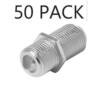 50 Coax F81 Barrels Adapter RG6 F Type Female Wire Cable Splice Coupler RG59 81 - Image 1 of 2