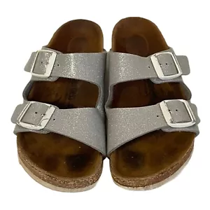 Birkenstock Shoes Girls Sandals Arizona Silver Sparkle Youth Sz-see Description - Picture 1 of 8