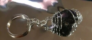 Portachiave GRANATO Spirale RAME bagnata ARGENTO yoga cristallo yoga wicca magia - Picture 1 of 2