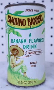 Rare Original Vintage Bambino Banano Banana Flavored Drink Can Steel Flat Top US - Picture 1 of 6