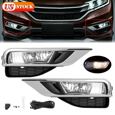 For 15 16 Honda CRV CR-V Replacement Fog Lamps Lights w/ Bezels & Wiring - Image 1 of 4