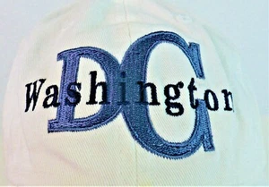 WASHINGTON DC Embroidered Ball Cap Off White USA Flag Sun Beam Trading  - EUC - Picture 1 of 6