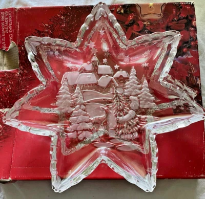 Plato Estrella Navidad Vintage MIKASA Cristal 13" Diámetro x 1.75" Profundo Transparente VT Foto 1 de 4