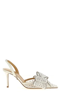 MACH & MACH Le Cadeau Rhinestone Jewel Bow White 85mm Heel Slingback Pumps New - Picture 1 of 4