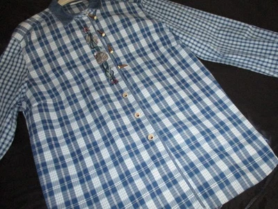 Bluse Trachtenbluse  Alphorn bestickt langarm - Bild 1 von 4