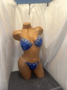 competition NPC bikini suit Royal Blue hologram 34 D  Small Bottoms New Suit - Picture 1 of 5