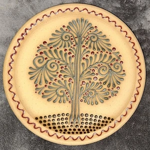 Vintage Hand Painted Stoneware Plate Tree Pattern 9 1/2” Signed Paisley - Picture 1 of 4