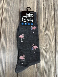 Into Socks Calze Crew Grigio Stampa Fenicottero Taglia 7-12 - Foto 1 di 8