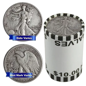 Roll of 20 - $10 Face Value Cull 90% Walking Liberty Half Dollars - Picture 1 of 3