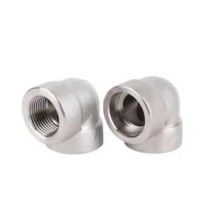 1-1/2" 3000 (3M) Female (NPT) (PT) (Socket) 90° Elbow Forged 304 Stainless Steel - Picture 1 of 1