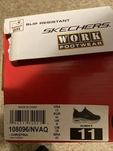Sketchers para mujer, ajuste de trabajo, ajuste de arco talla 11, Christina, 108096/NVAQ, antideslizante - Imagen 1 de 8