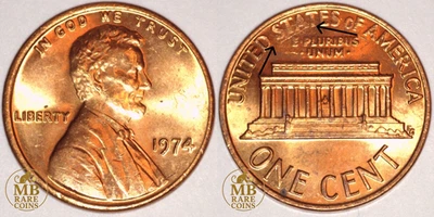 1974 Lincoln Memorial Cent - Misaligned Dies & Strike-Through - Un-pictured Tone - Image 1 of 4