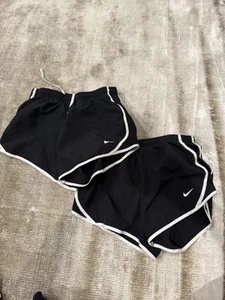 2 Pairs Nike Teen Girl Size Medium 10-12 Black Running Athletic Shorts - Picture 1 of 3