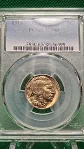 Buffalo Nickel Silver 1916 5c MS63 buen golpe para grado - Imagen 1 de 6