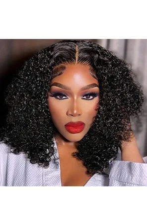 16 Inch Bob Wig Human Hair 200% Density Deep Wave Lace Front Wigs Human Hair - Image 1 of 3