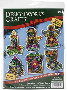 Design Works Kunststoff Leinwand Ornament Kit 3,5"X4" 6/Pkg-Weihnachten Fantasy (14 Cou - Bild 1 von 3