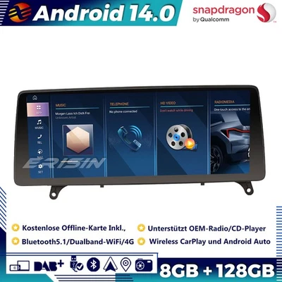 Qualcomm 128GB Android 14 Autoradio GPS CarPlay DAB+ TPMS BMW X5 E70 X6 E71 CIC - Bild 1 von 4