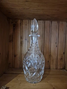 Vintage Royal Doulton Cut Crystal Glass Decanter Pointed Stopper 30cm Tall VGC - Picture 1 of 8