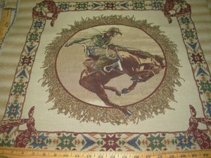2 SOUTHWEST COWBOY TAPESTRY FABRIC PILLOW PANELS 26X24 INCHES~FABRIC FOR LESS - Picture 1 of 2