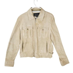 Vintage Kenneth Cole Genuine Suede Leather Jacket Mens Size Small Beige Soft - Picture 1 of 21
