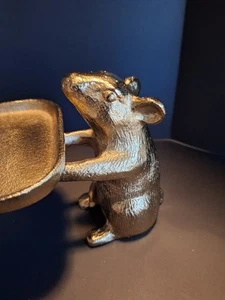 Goldtone Metal Tray with Gold Mice On Each End Holding It Up 21"Long X 5.5"H - Picture 1 of 15