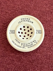 VINTAGE CELLULOID ADVERTISING BUFFALO CANDLESTICK TELEPHONE MOUTHPIECE ACCESSORY - Picture 1 of 2