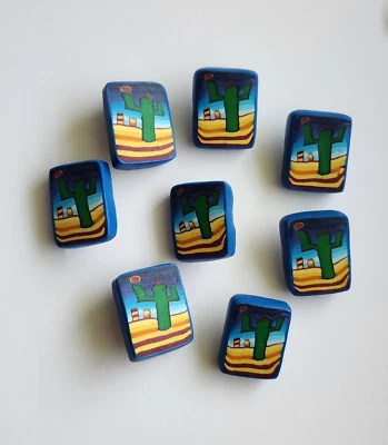  Cactus Desert Theme Polymer Clay Button 8 Pieces - Image 1 of 4