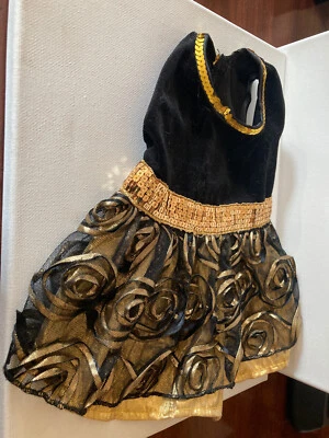 Vestido de fiesta East Side Collection negro y dorado para perro/gato talla XS Foto 1 de 4