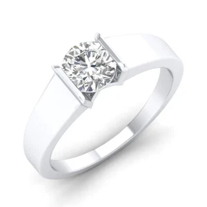 Elegante anillo de compromiso de moissanita de corte redondo de 1,5 quilates de plata de ley 925 para mujer - Imagen 1 de 8