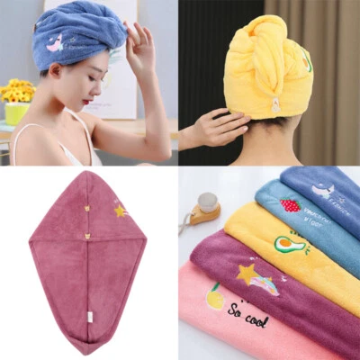 New Rapid Fast Drying Hair Absorbent Towel Turban Wrap Soft Shower Bath Cap Hat - Image 1 of 4