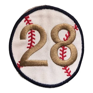 1928 WORLD SERIES MLB BASEBALL NEW YORK YANKEES 2.5" STYLIZED FONT YEAR PATCH - Picture 1 of 4